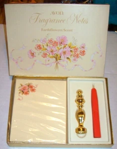 NOS VTG Avon Duftnoten parfümiertes Briefpapier + Siegelwachs/Stempel - Erdblumen - Bild 1 von 4