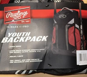 Rawlings Youth Baseball Backpack - Black/Red Free Shipping - Picture 1 of 2