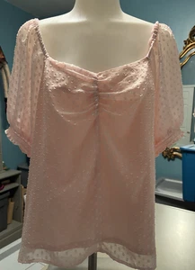 NUEVO CON ETIQUETAS**Top Banana Republic ROSA Preppy Manga Hinchada Corte Bajo*Cuello Cuadrado**Grande (L) - Imagen 1 de 3