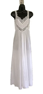 Vintage weiß Nylon Spitze Sweep Braut Kokette langes Kleid Stardust Olga-esque Gr. M - Bild 1 von 13