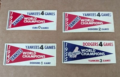 Calcomanía Fleer Serie Mundial 1961 Banderín New York Yankees 1938 1949 1953 1955 en muy buen estado+ Foto 1 de 4