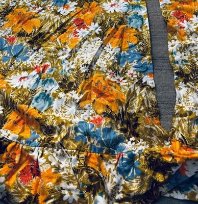 Juego de 2 Paneles Cortinas Vintage Flower Power Hechos a Mano Retro Años 70 Naranja Verde Varilla Foto 1 de 4