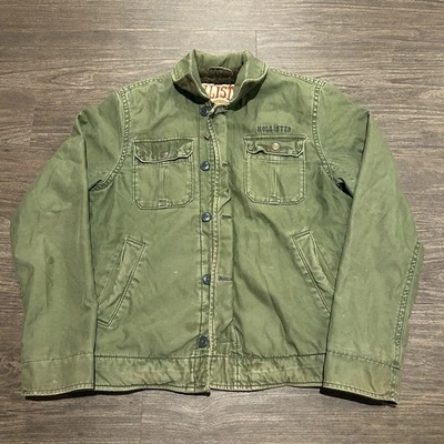 VTG Y2K Fur Lined Hollister Military-like Field Jacket Men's Medium Green - Image 1 of 4