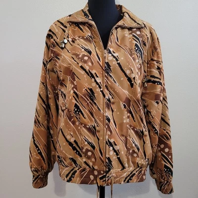 Chaqueta Oleg Cassini Vintage Para Mujer Multicolor Abstracta Manga Larga Cremallera Talla Pequeña Foto 1 de 4