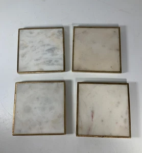 Set of 4 Stone Coasters Made in India 4 in. - Picture 1 of 9