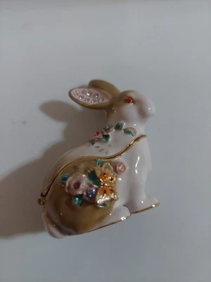 Caja de baratija con bisagras floral de conejo RUCINNI  Foto 1 de 4