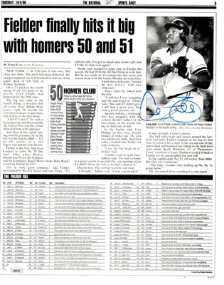 Cecil Fielder Autographed Newspaper Article Sports Daily 1990 Tigers JSA AH03473 - Image 1 of 4