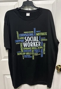 Unisex  Social Worker Printed Comfortable T-shirt, Loose Short Sleeve 4XL - Picture 1 of 4
