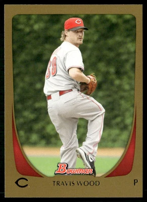 2011 Bowman Gold Travis Wood Cincinnati Reds #84 - Image 1 of 2