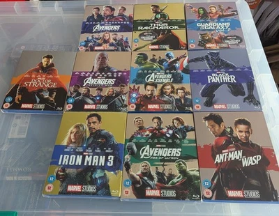 Marvel MCU 10 Movie Job Lot With Ltd Edition Covers- Avengers, Iron Man Blu-rays - Image 1 of 2