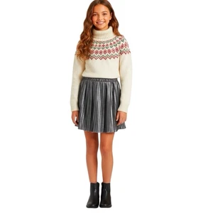 Antigua Falda Azul Marino Niñas Talla XL Talla 14 Acordeón Patinador Metálico Fiesta Festival - Imagen 1 de 13