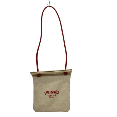 Auténtico bolso de hombro de cuero de algodón rojo crema HERMES Aline II - Foto 1 de 4