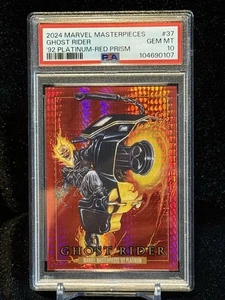 2024 Marvel Masterpieces '92 Platinum #37 Ghost Rider Red Prism /492 PSA 10 - Picture 1 of 6