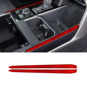 Pegatina de cubierta lateral de consola de cambio de marchas roja de fibra de carbono para Toyota Tundra 22-2024 - Imagen 1 de 10