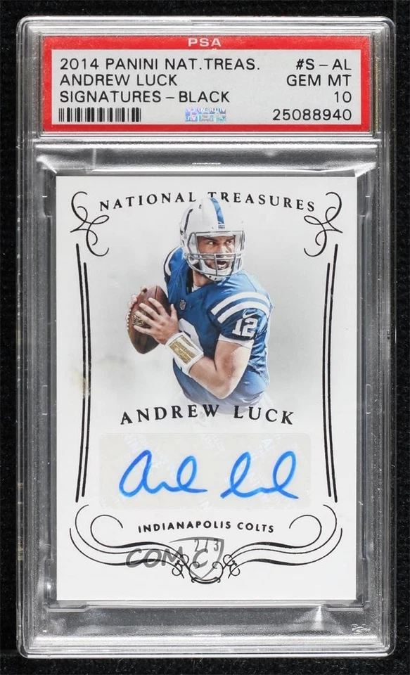2014 National Treasures Signatures Black /3 Andrew Luck #S-AL PSA 10 GEM MT Auto - Image 1 of 2