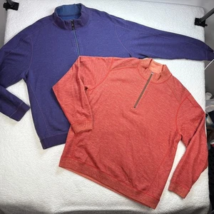 Tommy Bahama Men's 2XL Reversible Quarter-Zip Sweaters Lot of 2 Purple & Red - Picture 1 of 18