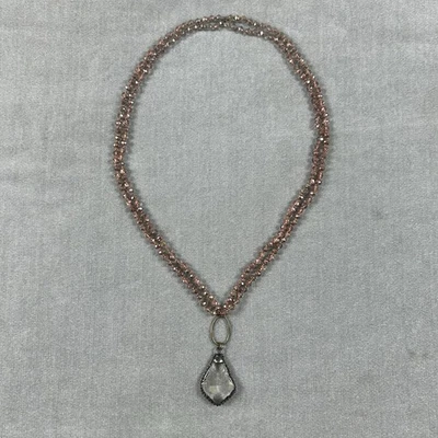 Collar de cuentas rosa joyería de moda con colgante colgante colgante transparente Foto 1 de 4