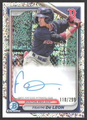Fraymi De Leon 2024 Bowman Chrome Prospects Autos Speckle Refractor #CPA-FD /299 - Image 1 of 2