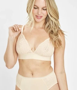 NUEVO CON ETIQUETAS LIVELY Sujetador Bralette Triángulo Encaje Transparente Almendra Tostada, Talla S - Imagen 1 de 14