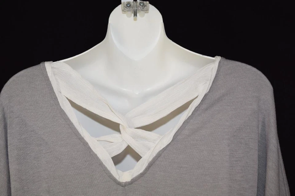 Deletta Women's Gray 3/4 Sleeve Crisscross Back Top Shirt S Small - Image 1 of 4