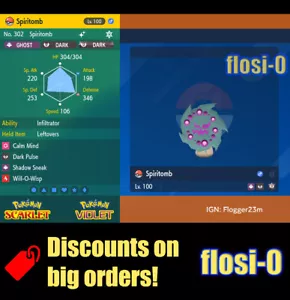 6IV Shiny Spiritomb Pokemon Scarlet and Violet - Picture 1 of 1