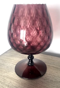 Vintage Empoli Amethyst Brandy Snifter Optic Swirl Purple Art Glass Italy - Picture 1 of 7