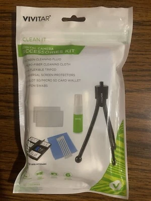 Kit de accesorios para cámara digital Vivitar/líquido de limpieza/paño de microfibra/trípode Foto 1 de 2