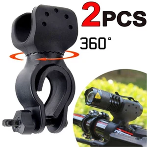 2X Multi-function 360° Bicycle Bike Mount Clip Clamp LED Flashlight Torch Holder - Picture 1 of 11