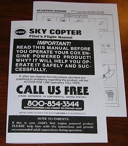 COX .020 SKY COPTER PILOT'S FLIGHT MANUAL INSTRUCTIONS 020 - Picture 1 of 1