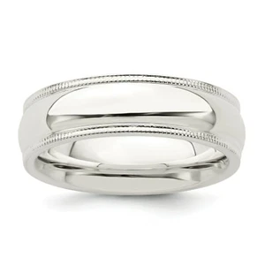 Sterling Silver Half Round Comfort Fit 6mm Milgrain Wedding Band Size 4 - 13.5 - Picture 1 of 24