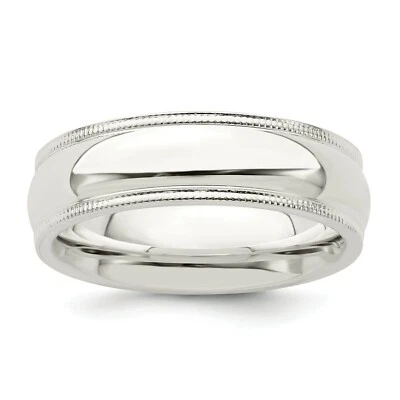 Sterling Silver Half Round Comfort Fit 6mm Milgrain Wedding Band Size 4 - 13.5 - Image 1 of 4