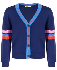 Epic Threads Varsity Cardigan Big Girl L (14-16) Medieval Blue Vneck Long Sleeve - Picture 1 of 17
