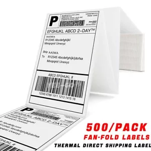 500-20000 Etiquetas de envío Fanfold 4x6 térmicas directas para impresora enrollable Zebra UPS - Imagen 1 de 29
