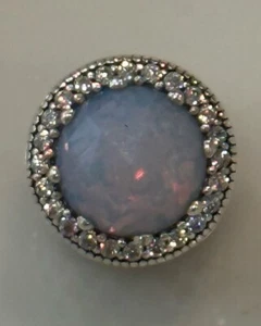 1 Authentic Retired Pandora Shimmering Opalescent Crystal Radiant Hearts Charm - Picture 1 of 6