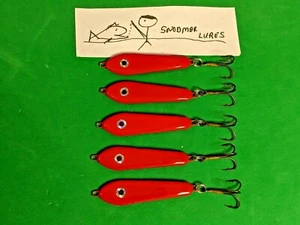 5 - 1 oz Slab Spoon Bait Fish Lead Fishing Jigging Casting Red - Picture 1 of 8