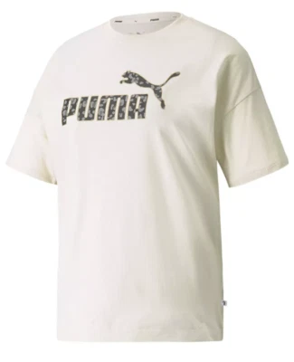 Camiseta PUMA Mujer Pequeña Algodón Manga Corta Camiseta Doble Marfil Blanco Camuflada Foto 1 de 3
