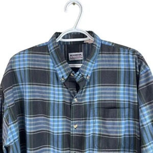 Vintage McGregor Shirt Mens XL Blue Plaid Button Down Long Sleeve Polyester - Picture 1 of 5