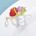 Flower Watering Pot Brooches Enamel Pins Women Unisex Fashion Coat Jewelry Gift