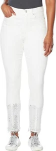 DG2 Diane Gilman Stretch Sequin Fringe-Hem Skinny WHITE 24WP NEW (142) - Picture 1 of 1