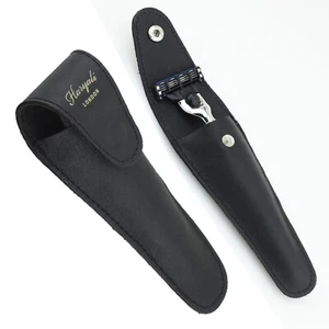 Funda protectora de viaje de cuero genuino negra para afeitar - Imagen 1 de 5