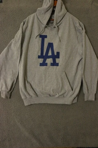 Stitches MLB Los Angeles Dodgers Team Logo Hoodie Sweater Gray Men Size LARGE Cover