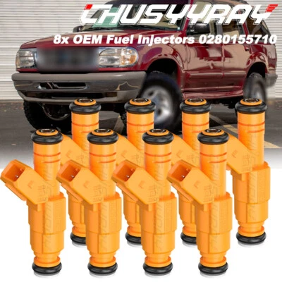 Set (8) OEM Fuel Injectors 0280155710 FOR 1994-1997 Mercury Cougar 4.6L V8 - Image 1 of 4