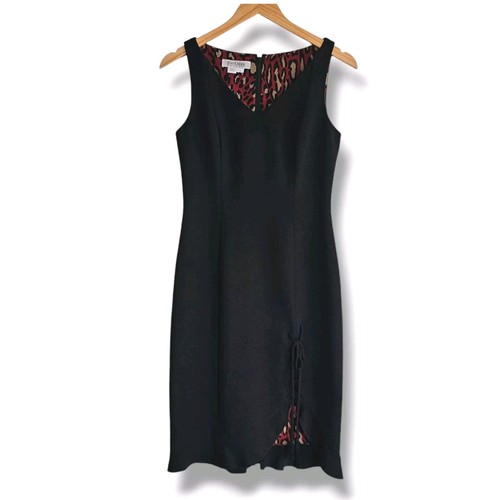 Abito Kay Unger taglia 2 nero tubino volant spacco davanti sexy San Valentino LBD