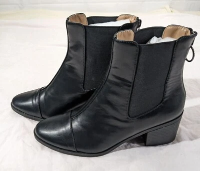 Journee Collection Womens Black Ankle Boots Size 9.5 Zipper Closure Chunky Heel - Image 1 of 4