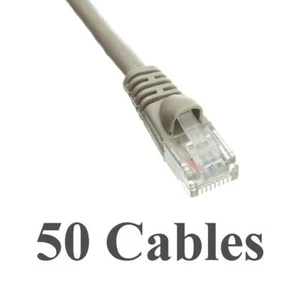 Paquete de 50 Cables 14 Pies Cat5e Gris Red Ethernet Red Conexión Cable Arrancado - Imagen 1 de 5