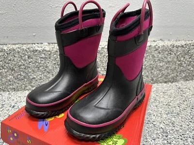 Bota de lluvia/nieve de neopreno Western Chief para niños con clasificación fría - negra/rosa, talla 10 Foto 1 de 4