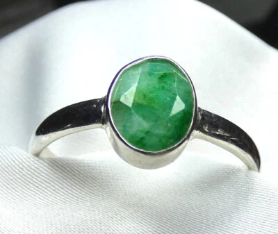 Smaragd Ring 925 Silber Gr. 20,6 (65) facettierter Edelstein ORIGINALBILDER NEU* - Bild 1 von 4