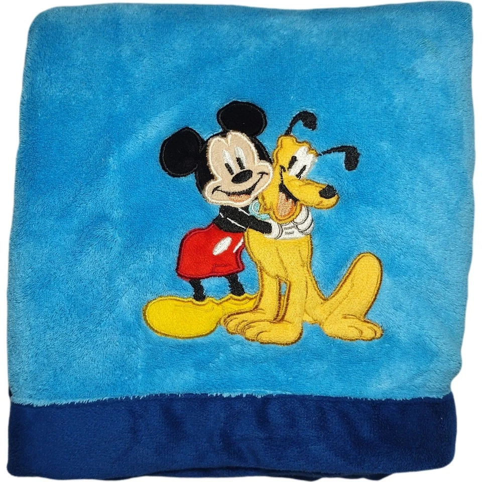 Disney Baby Mickey Mouse Pluto Blue Blanket Plush Hugging Soft Lovey Boy - Image 1 of 3