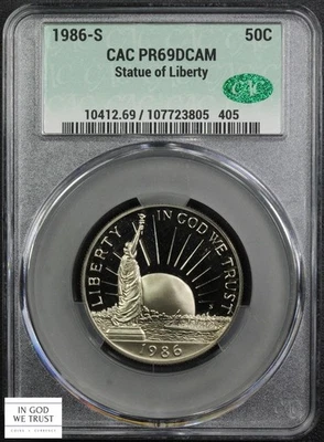 1986 S Proof Statue of Liberty Commemorative Half Dollar CACG PR 69 DCAM CAC - Image 1 of 4