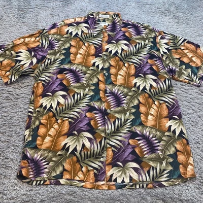 Pierre Cardin Shirt Men XL Abstract Watercolor Floral Hawaiian Tropical Camp Vtg - Image 1 of 4